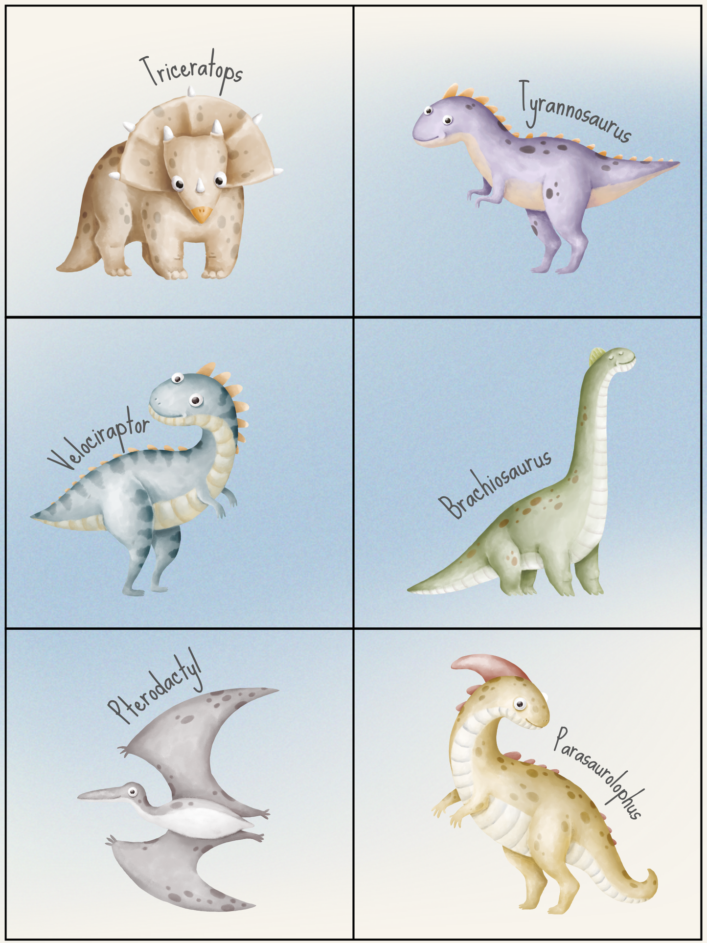 Dinosaurs Collection (set of 6) 2'' x 2'' Magnets