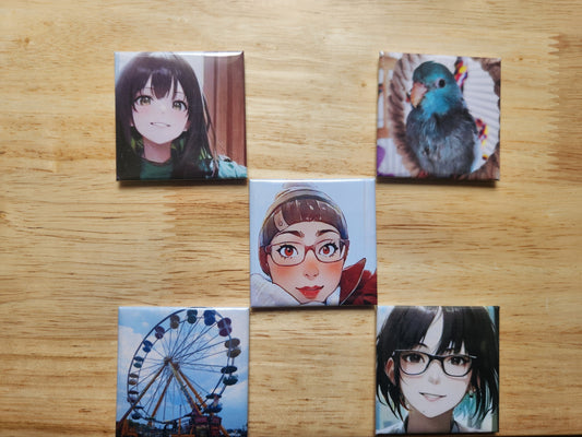 Set of 5 Personalized 2" x2" Magnet - Square magnet is the perfect blend of size and strength for everyday use